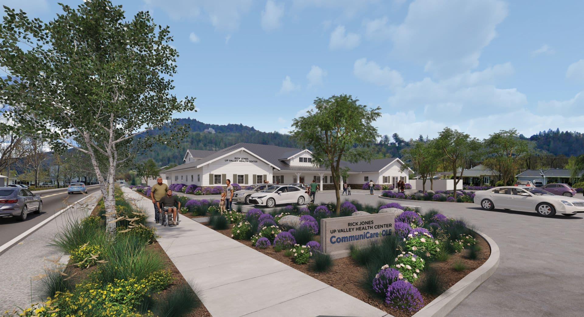 Board treasurer Rick Jones beside the Up Valley Health Center project sign in Calistoga